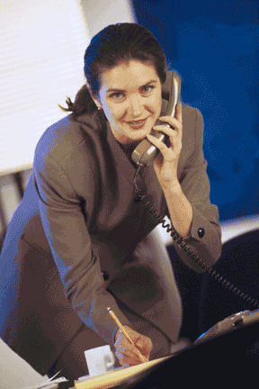 woman answering  phone